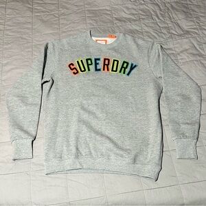 Superdry Neon Logo Sweatshirt Grey Size Small S